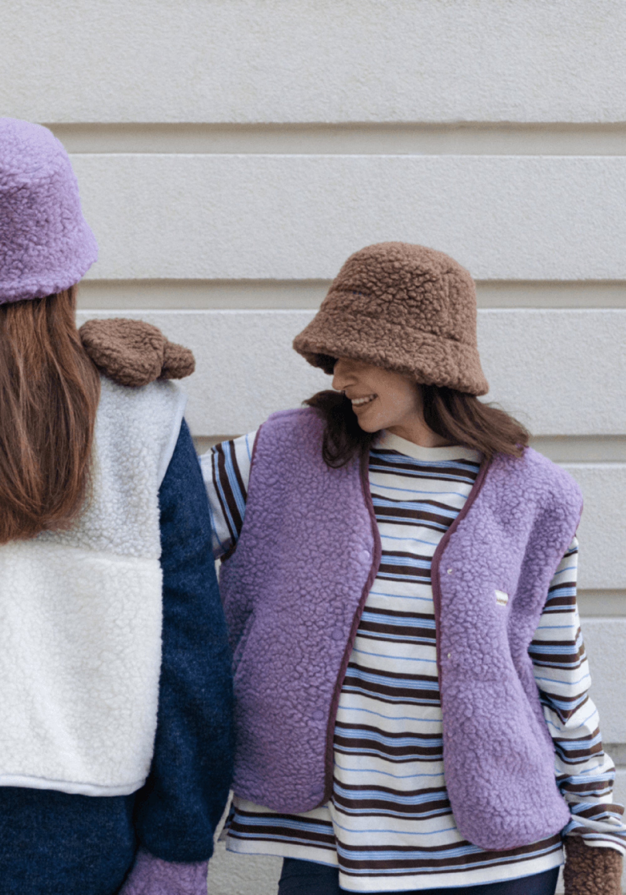 Vestă fleece din lână merinos - Teddy Lilac Cloud