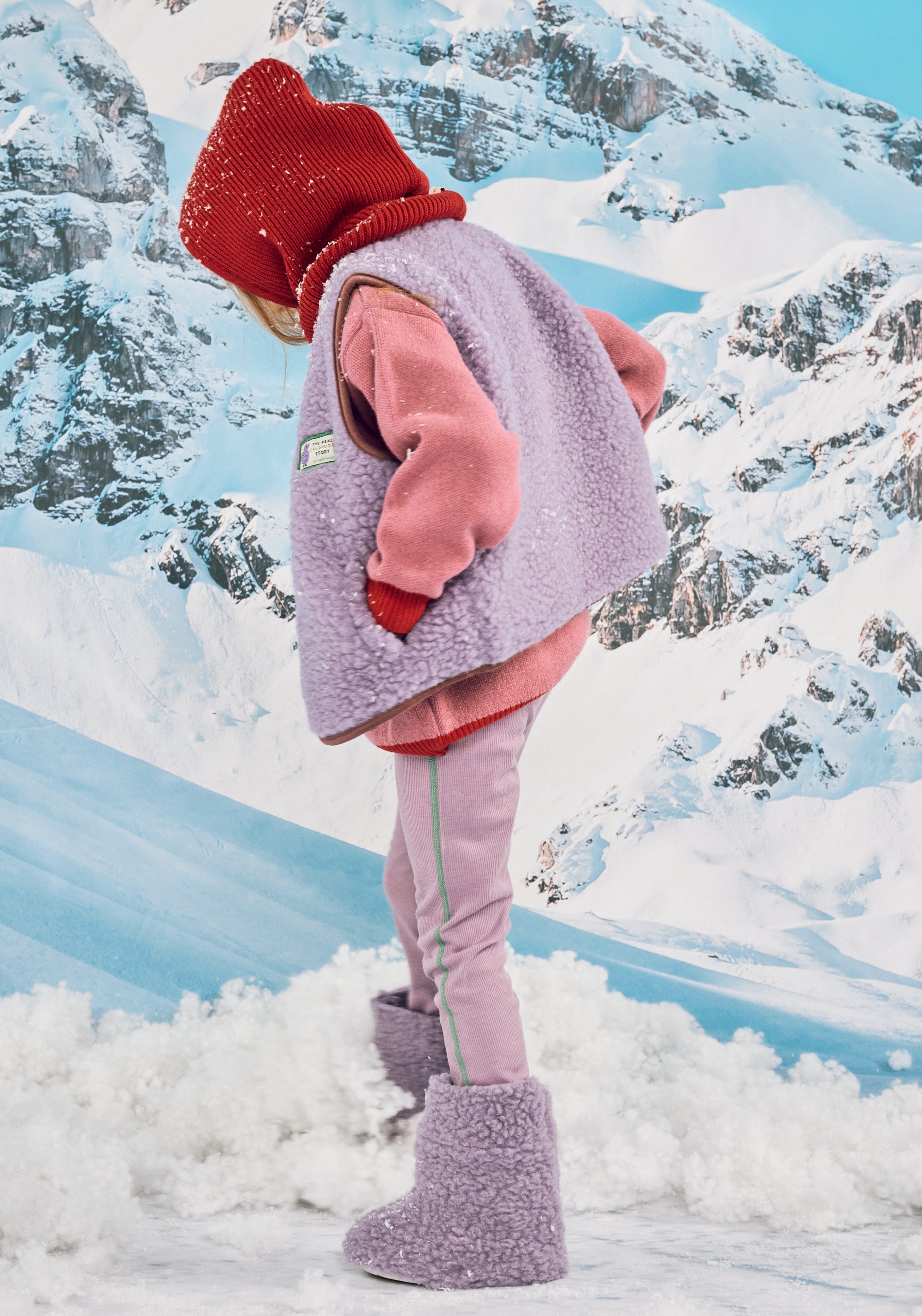 Vestă fleece din lână merinos - Teddy Lilac Cloud