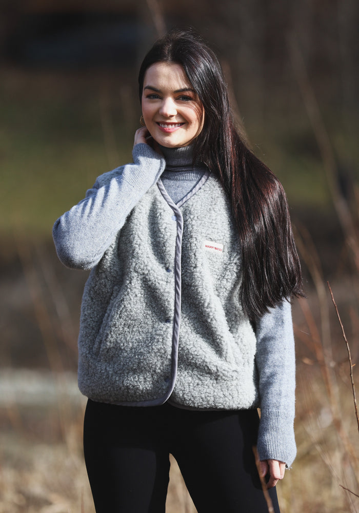 Vestă fleece din lână merinos - Teddy Stone Grey