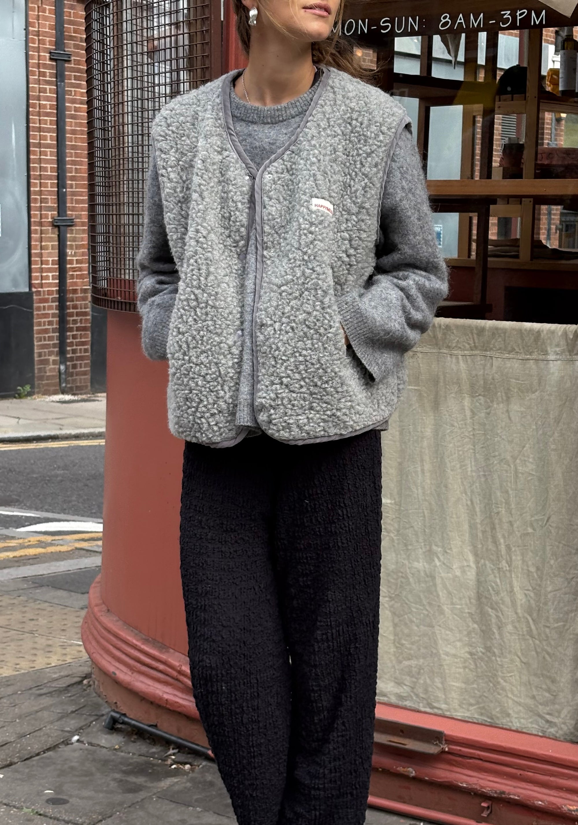 Vestă fleece din lână merinos - Teddy Stone Grey