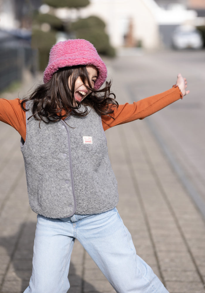 Vestă fleece din lână merinos - Teddy Stone Grey