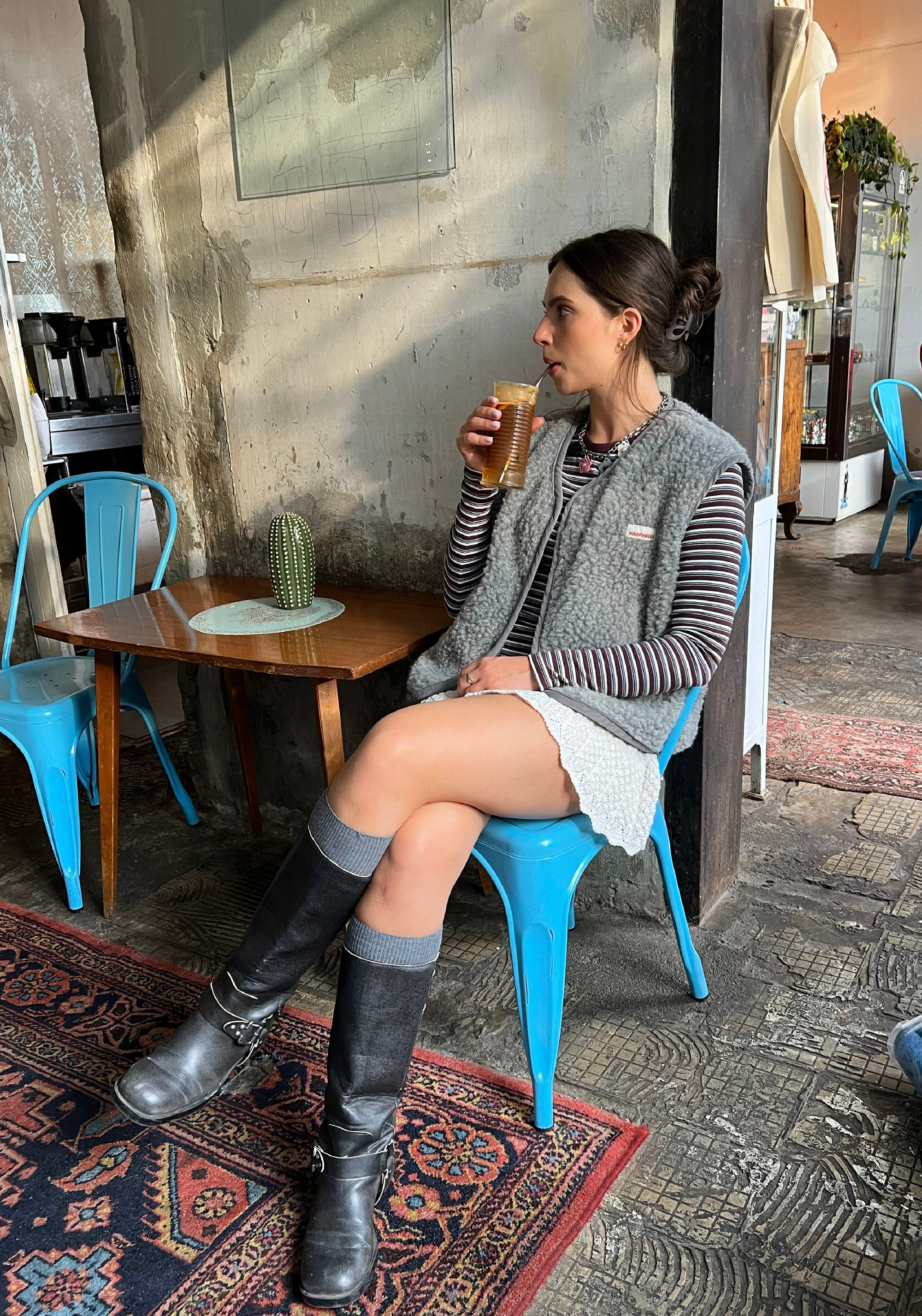 Vestă fleece din lână merinos - Teddy Stone Grey