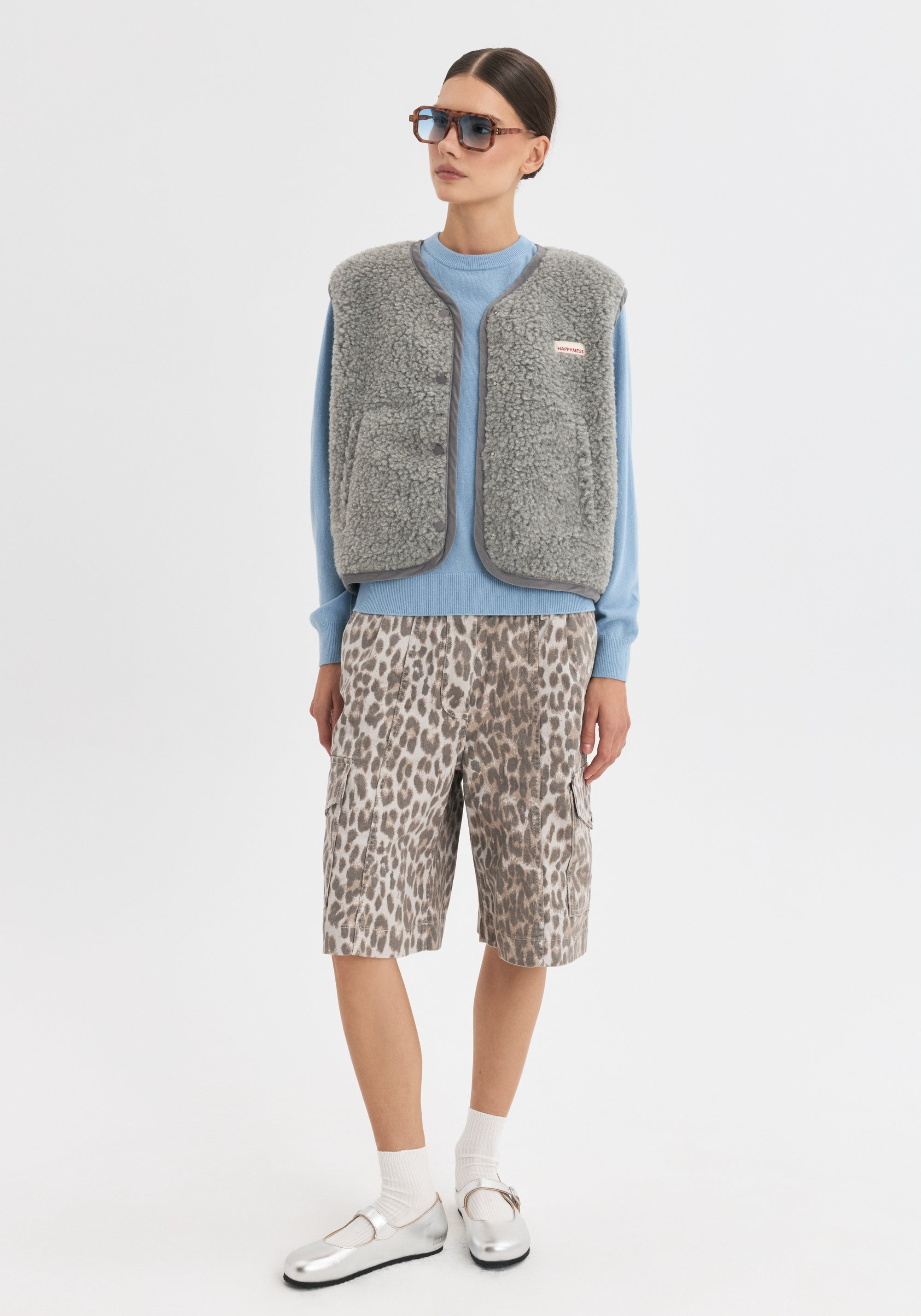Vestă fleece din lână merinos - Teddy Stone Grey