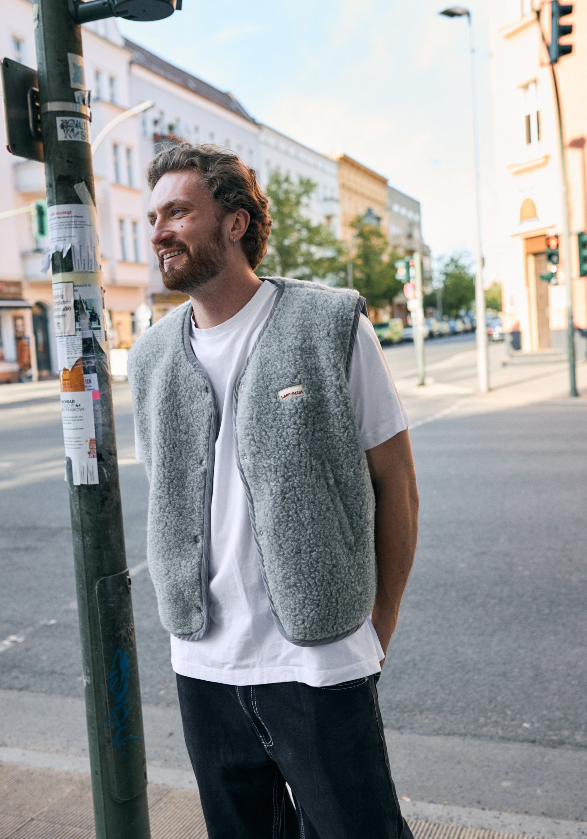 Vestă fleece din lână merinos - Teddy Stone Grey