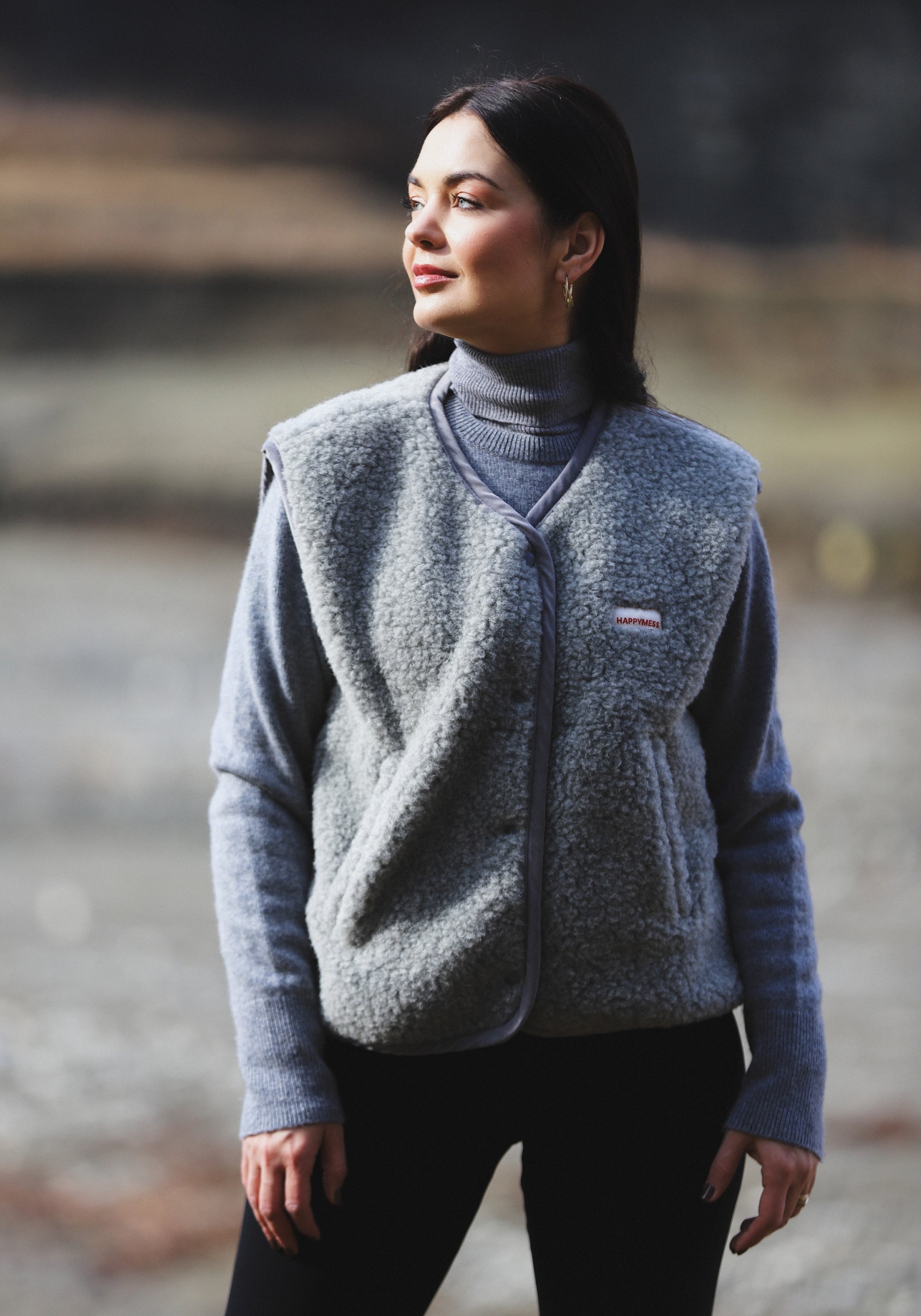 Vestă fleece din lână merinos - Teddy Stone Grey