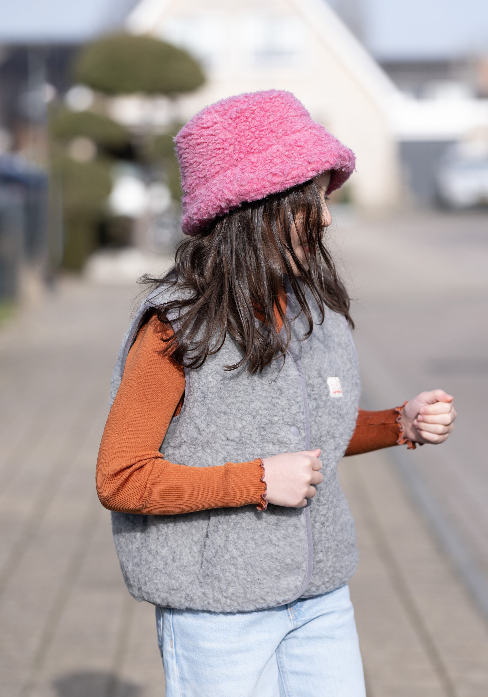 Căciulă fleece din lână merinos - Teddy Dusty Pink