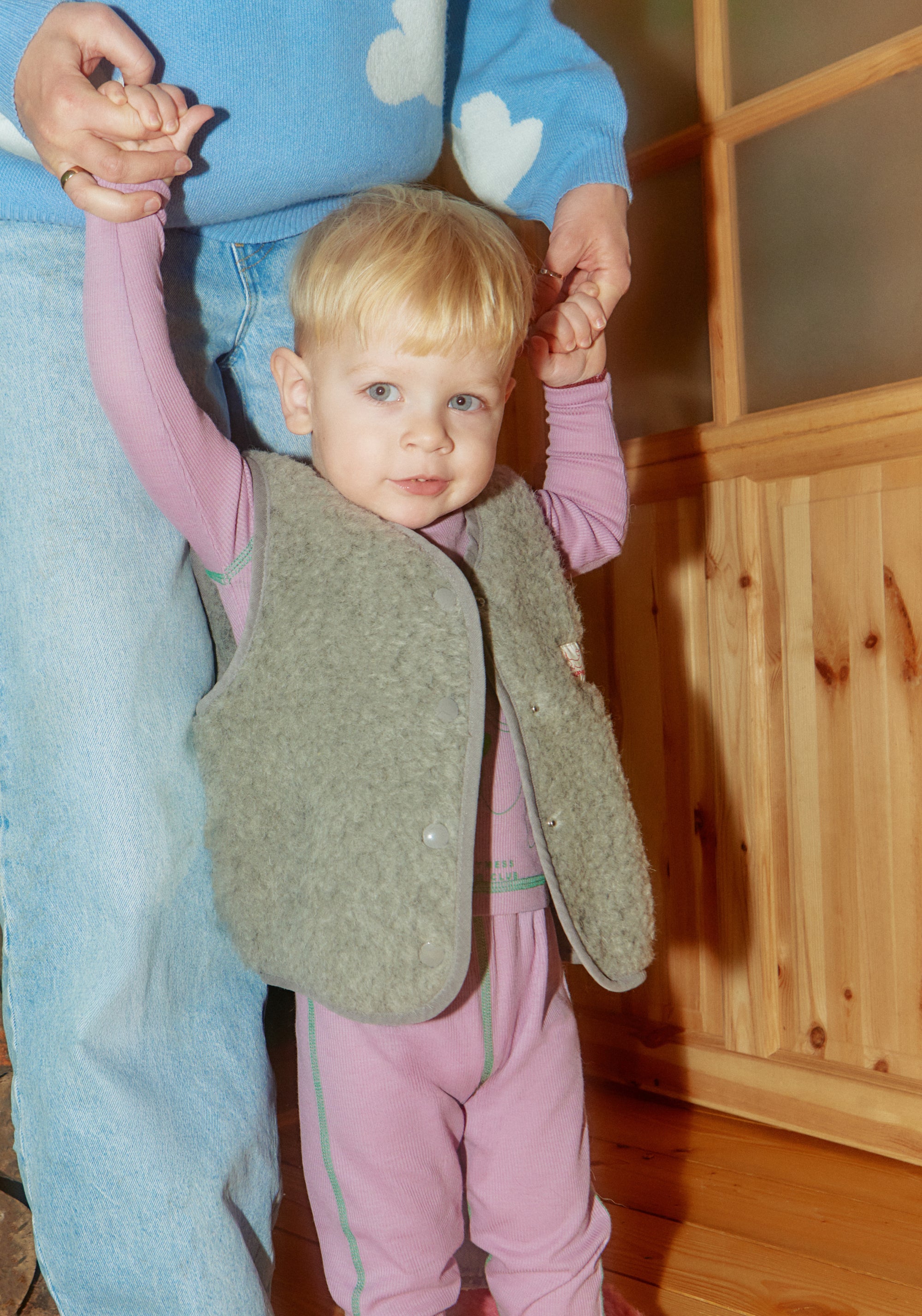 Vestă fleece din lână merinos - Teddy Stone Grey