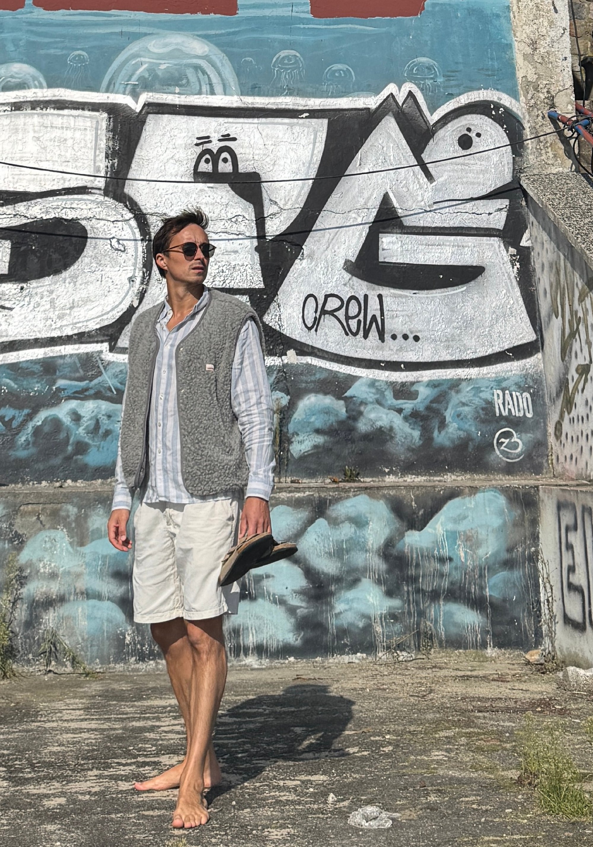 Vestă fleece din lână merinos - Teddy Stone Grey