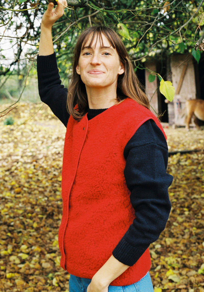 Vestă fleece din lână - Sheep Red
