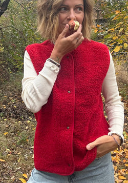 Vestă fleece din lână - Sheep Red