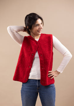 Vestă fleece din lână - Sheep Red