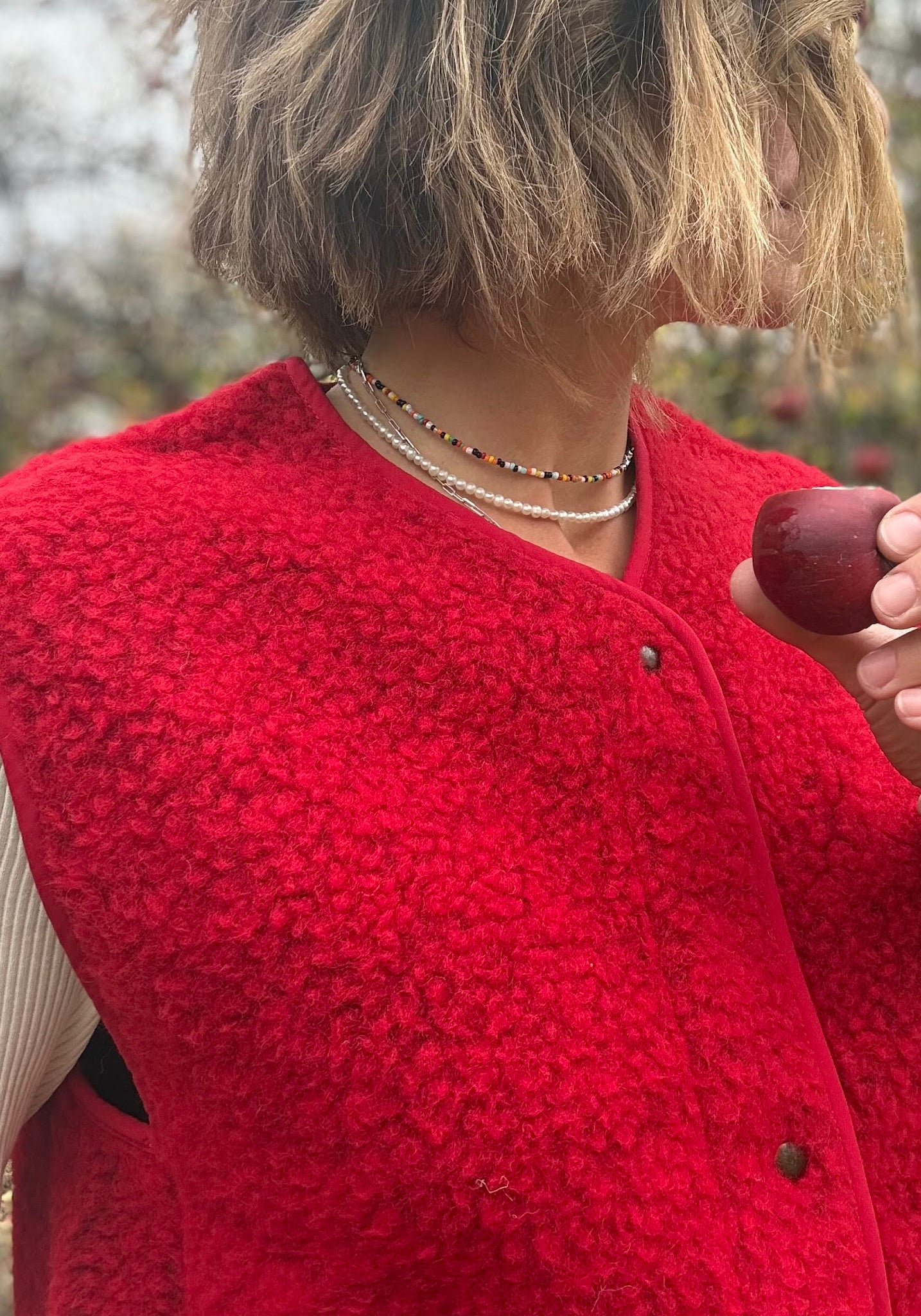 Vestă fleece din lână - Sheep Red