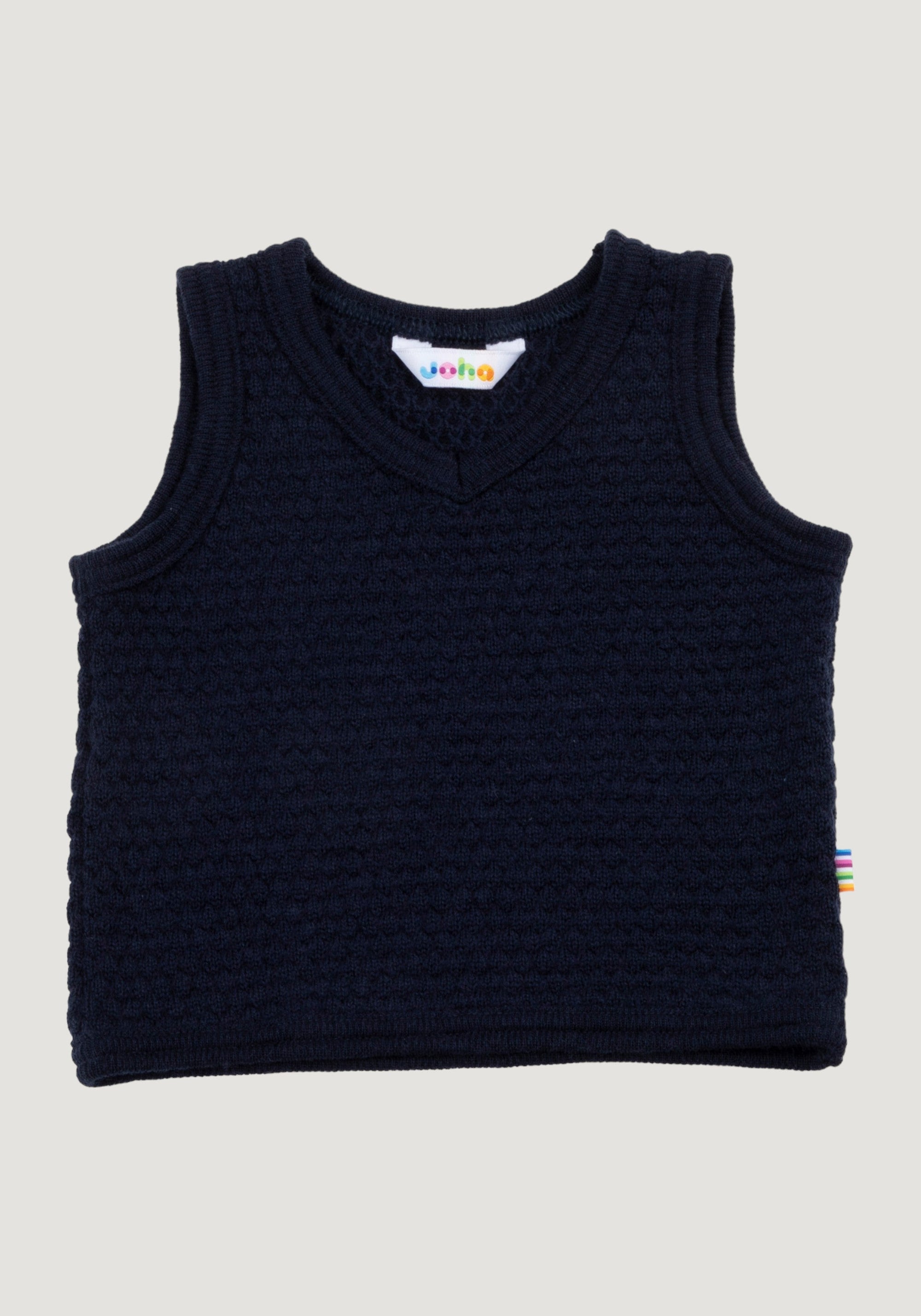 Vestă lână merinos - Bubble Knit Navy Joha HipHip.ro