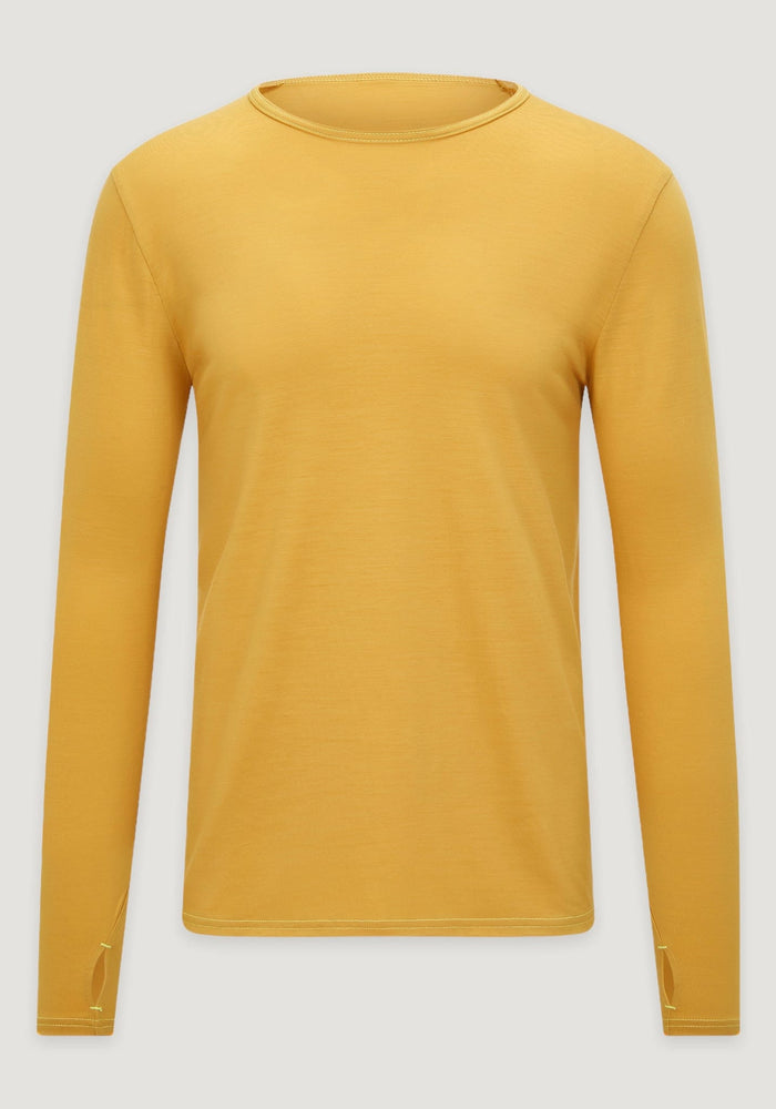 Bluză barbati din lână merinos super fină - Ever Long Mustard Smalls HipHip.ro