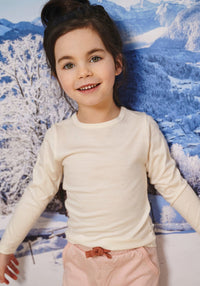 Bluză lână merinos super fină - Long Tee Ivory Smalls HipHip.ro