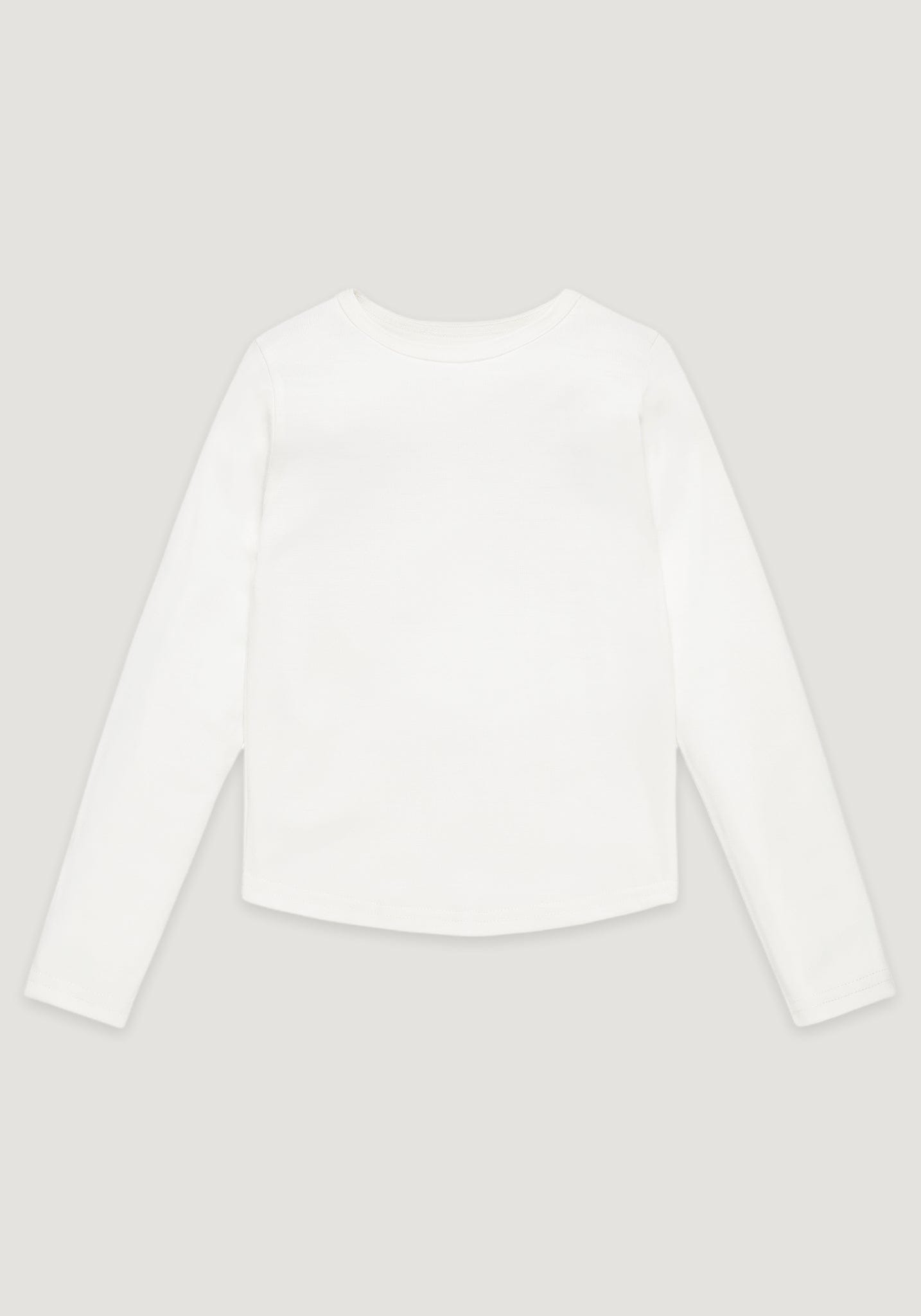 Bluză lână merinos super fină - Long Tee Ivory Smalls HipHip.ro