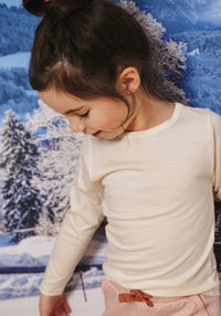 Bluză lână merinos super fină - Long Tee Ivory Smalls HipHip.ro