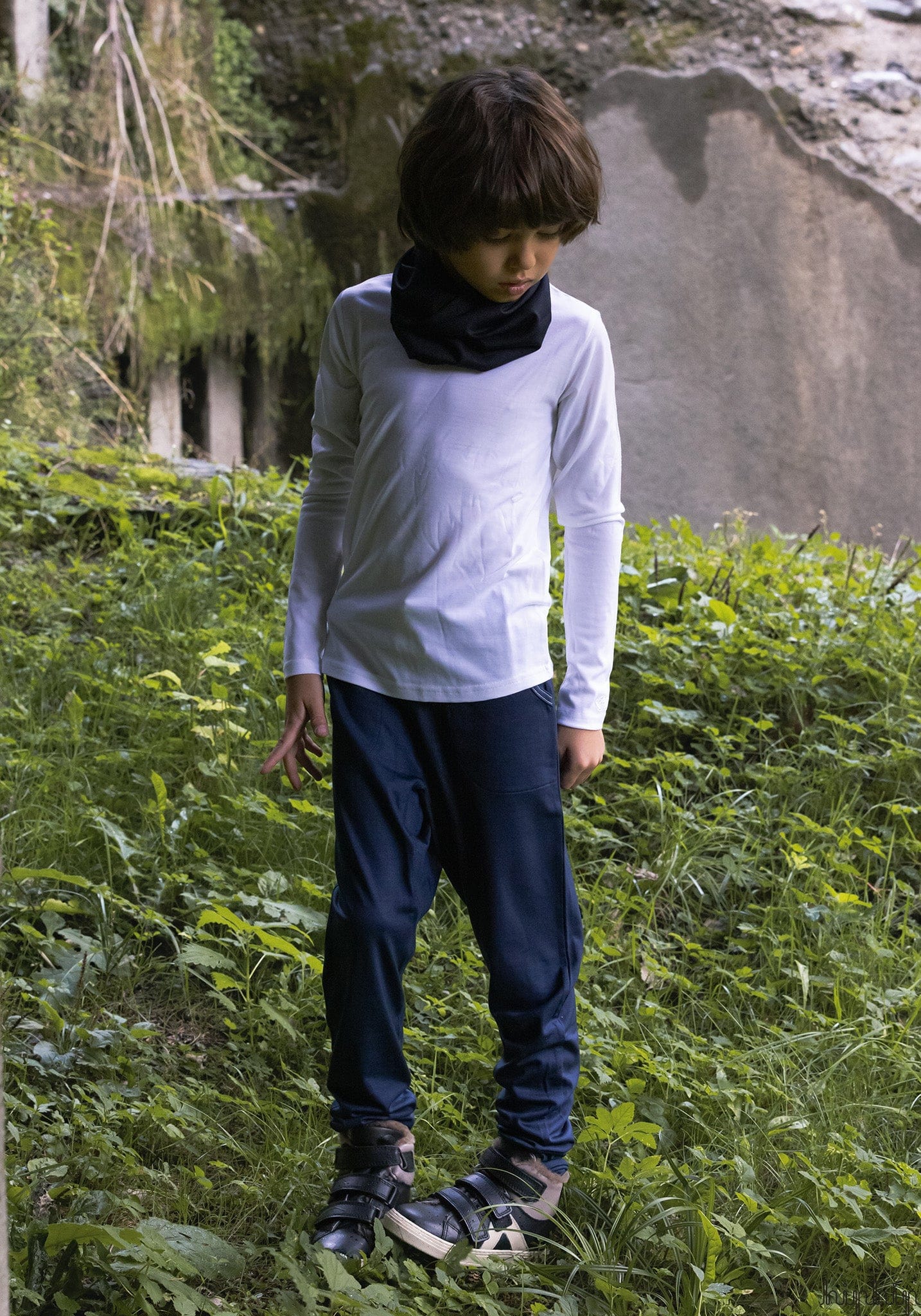 Bluză lână merinos super fină - Long Tee Ivory Smalls HipHip.ro