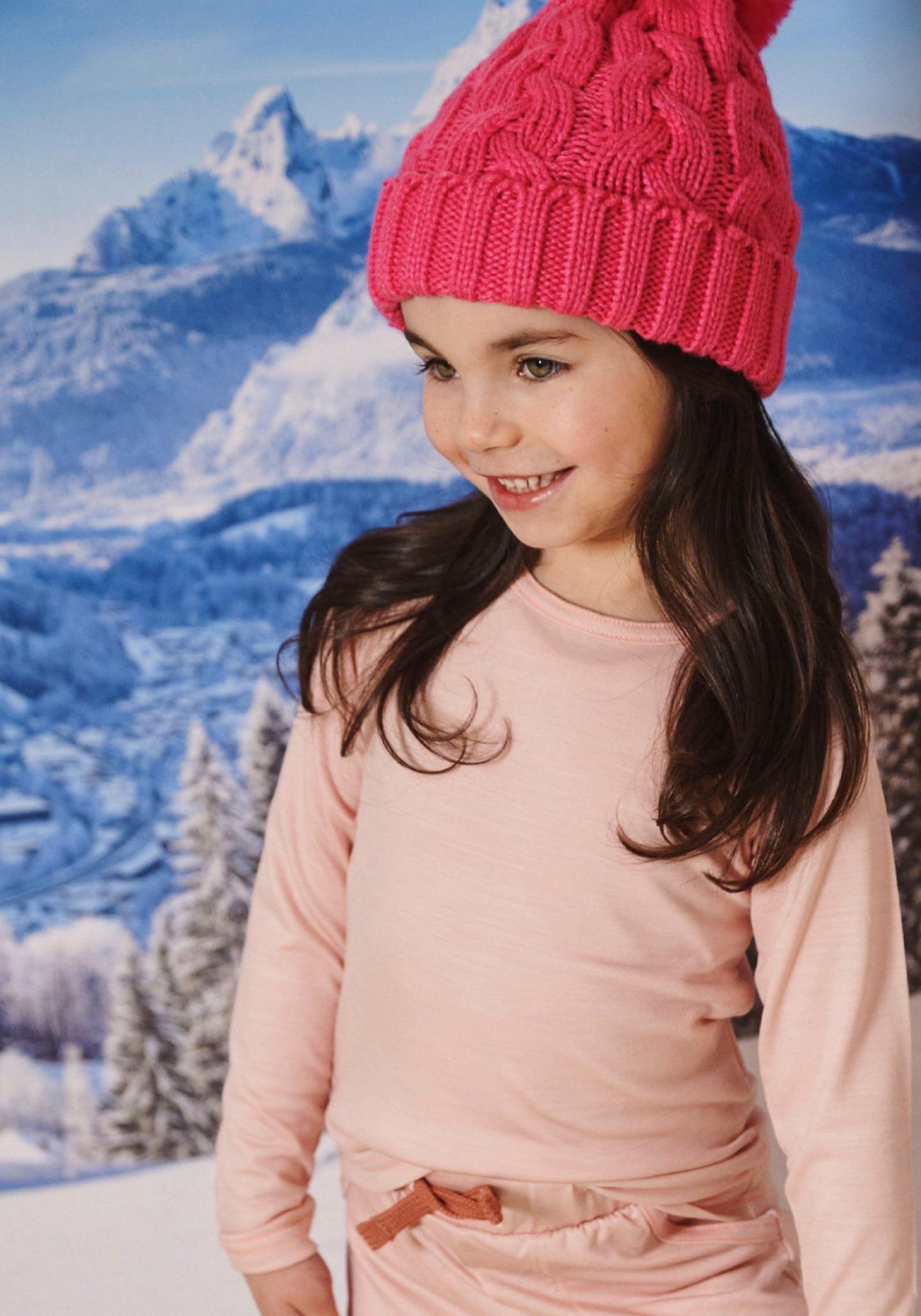 Bluză lână merinos super fină - Long Tee Pink Peach Blossom Smalls HipHip.ro