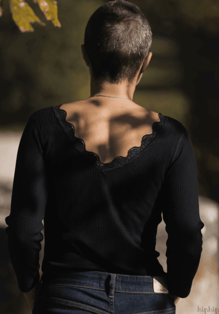 Bluză femei din lână merinos și mătase - Kate Black Joha Woman HipHip.ro