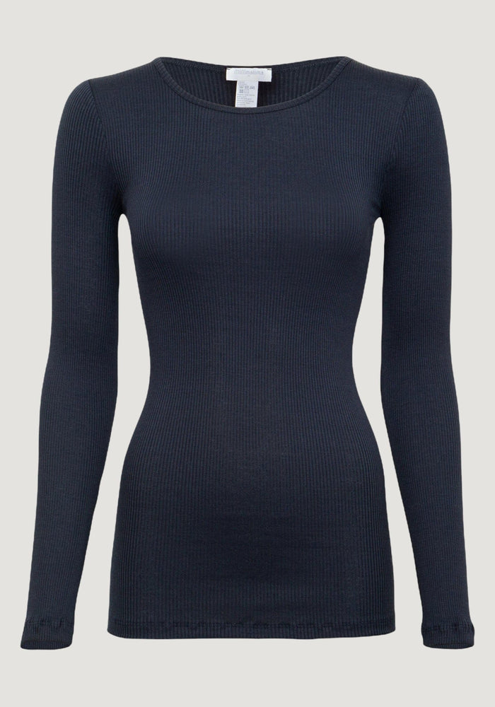 Bluza femei seamless din mătase - Gerda Dark Blue Minimalisma HipHip.ro