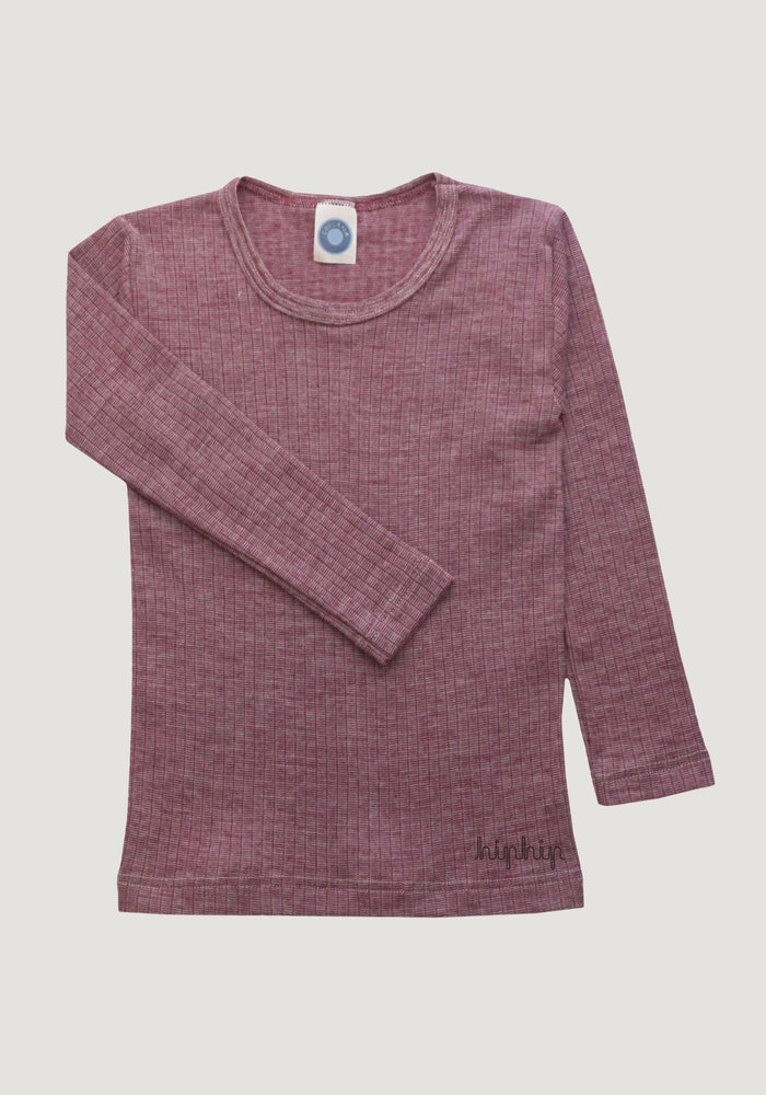 Bluză seamless din lână merinos, mătase și bumbac - Wine Red Cosilana HipHip.ro