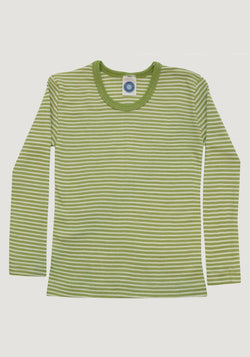 Bluză seamless din lână merinos și mătase - Green Stripes Cosilana HipHip.ro