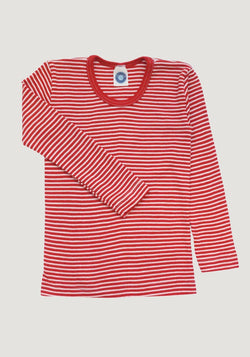 Bluză seamless din lână merinos și mătase - Red Stripes Cosilana HipHip.ro