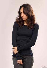 Bluza femei seamless din mătase - Gerda Dark Blue Minimalisma HipHip.ro