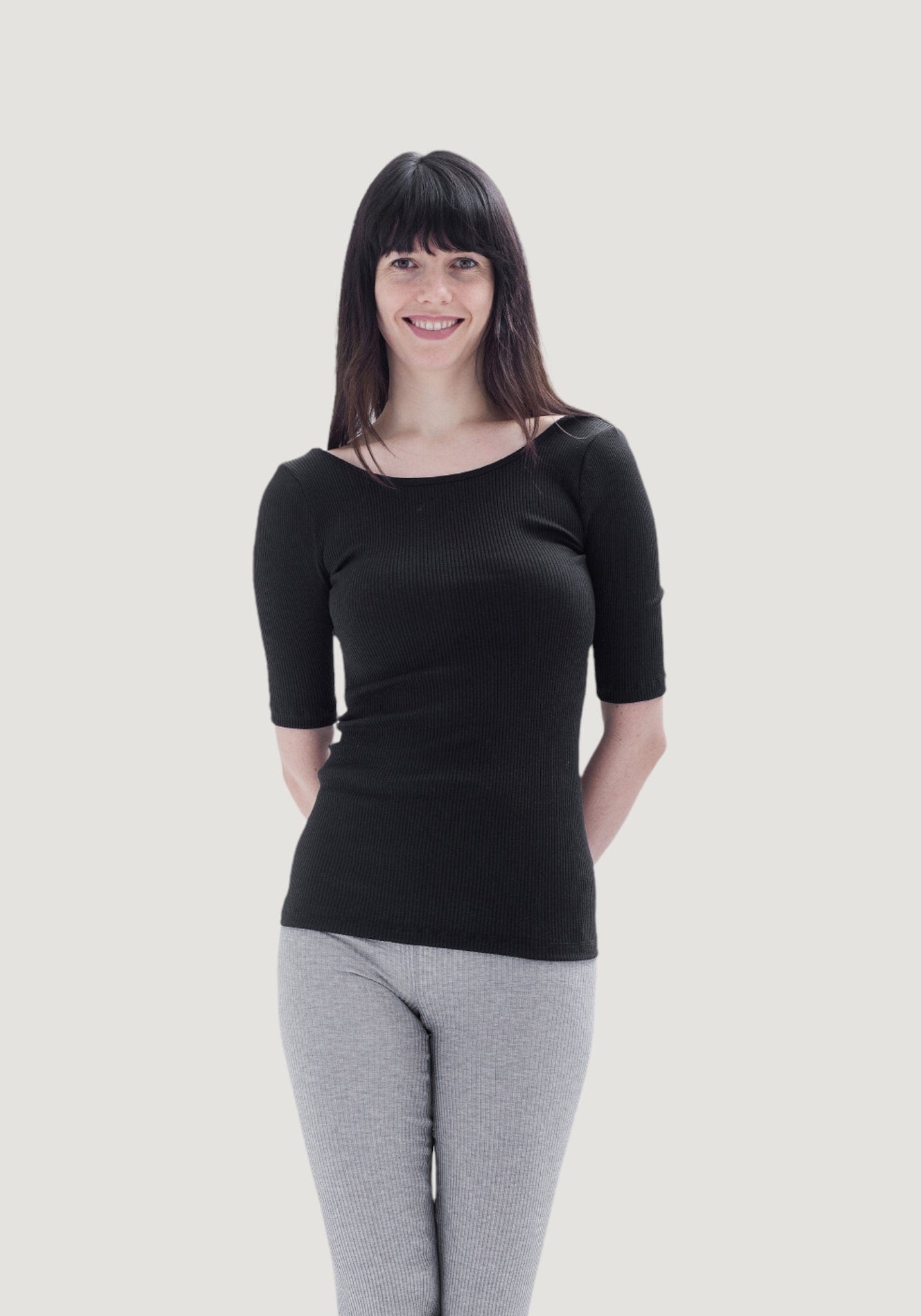 Bluză femei seamless din mătase - Gym Black Minimalisma HipHip.ro