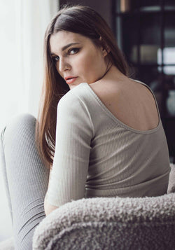 Bluză femei seamless din mătase - Gym Grey Melange Minimalisma HipHip.ro