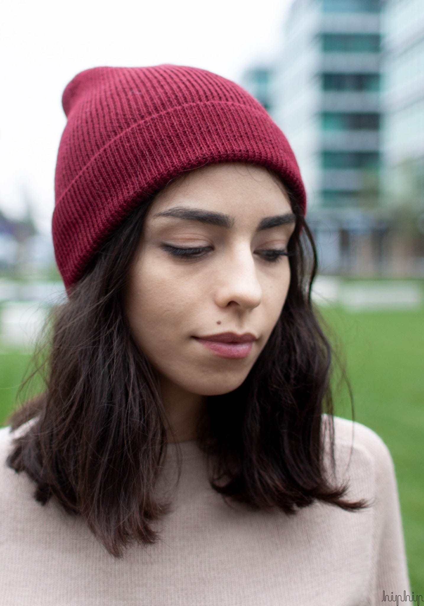 Căciulă adulți baby alpaca - Classic Rib Bordeaux