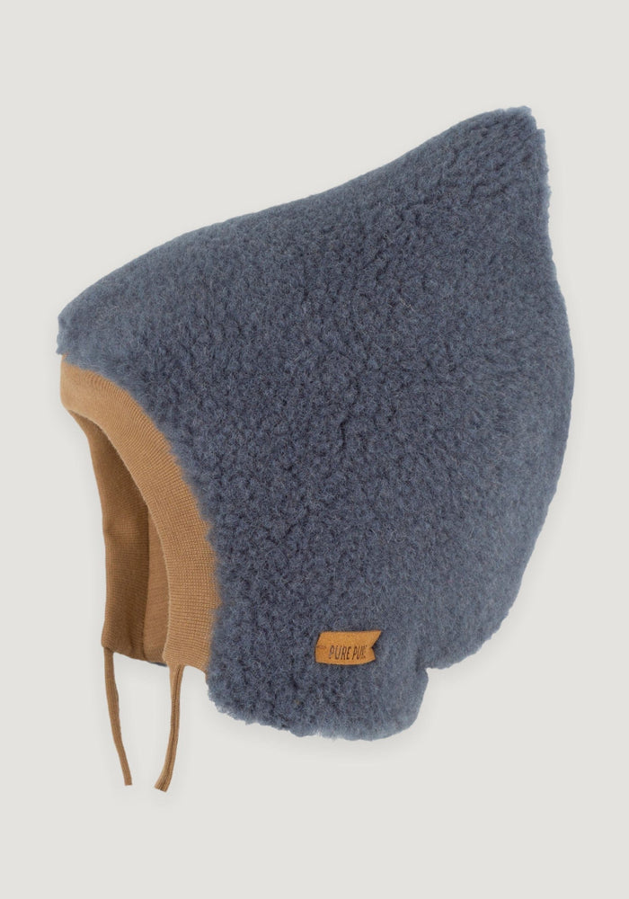 Căciulă plușată din lână merinos - Storm Blue Pure Pure HipHip.ro