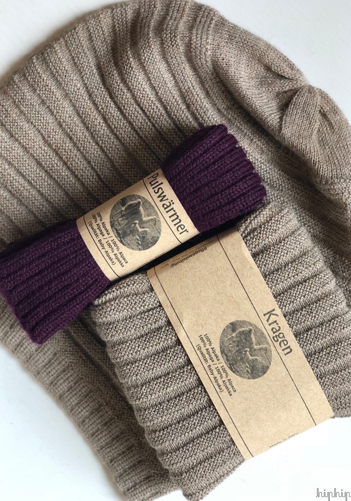Căciulă long beanie adulți baby alpaca - Beige Melange