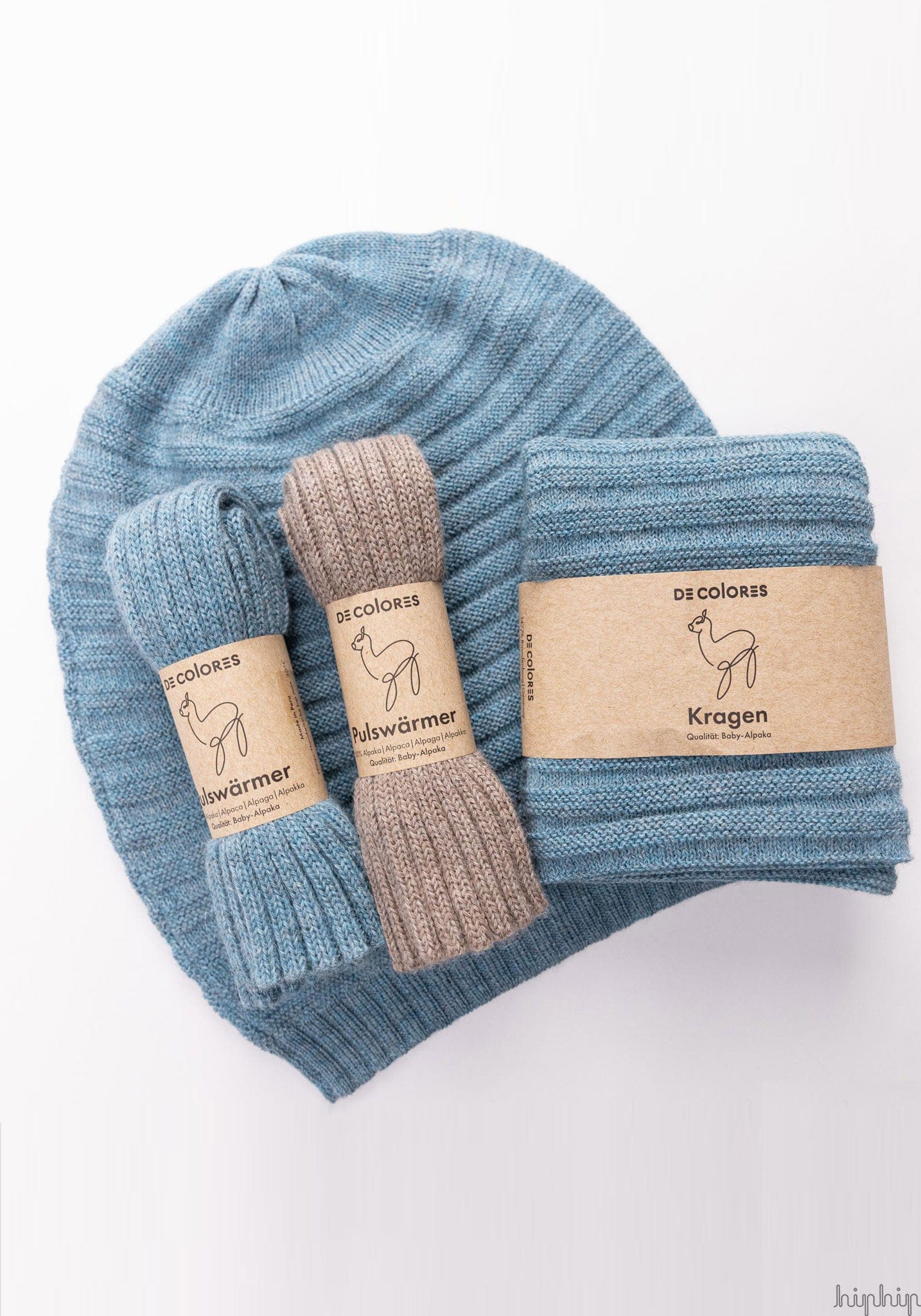 Căciulă long beanie adulți baby alpaca - Dusty Blue Melange De Colores HipHip.ro