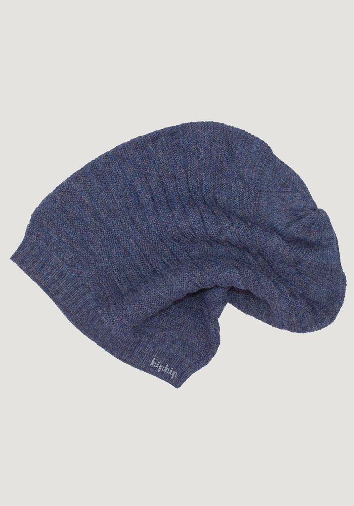 Căciulă long beanie adulți baby alpaca - Jeans Blue Melange