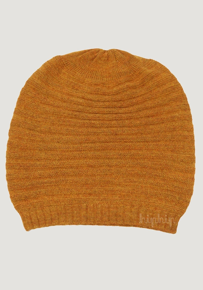 Căciulă long beanie adulți baby alpaca - Mustard Melange De Colores HipHip.ro