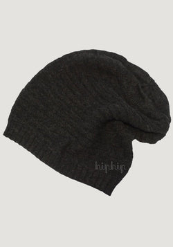 Căciulă long beanie din baby alpaca - Anthracite | HipHip