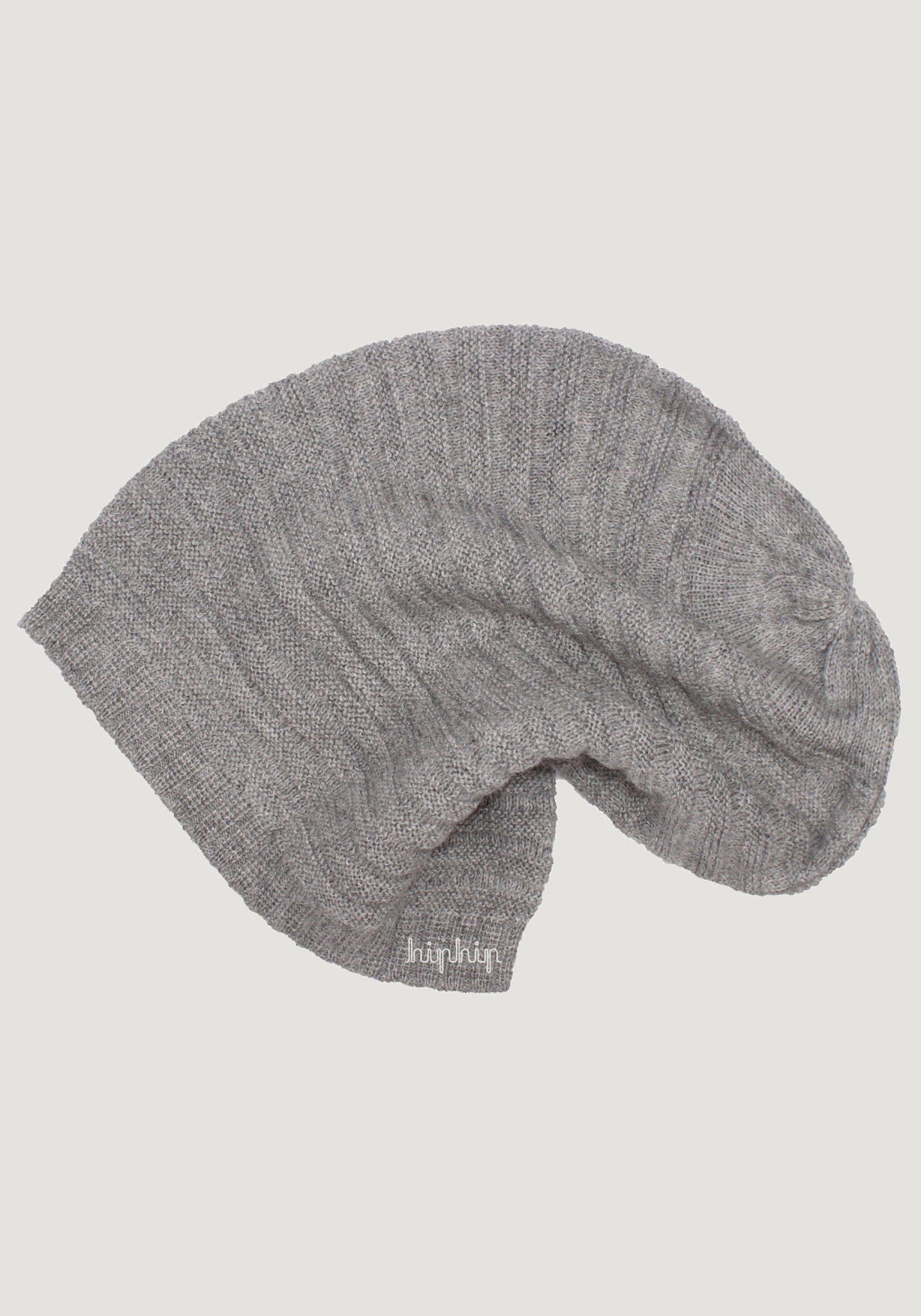 Căciulă long beanie din baby alpaca - Grey