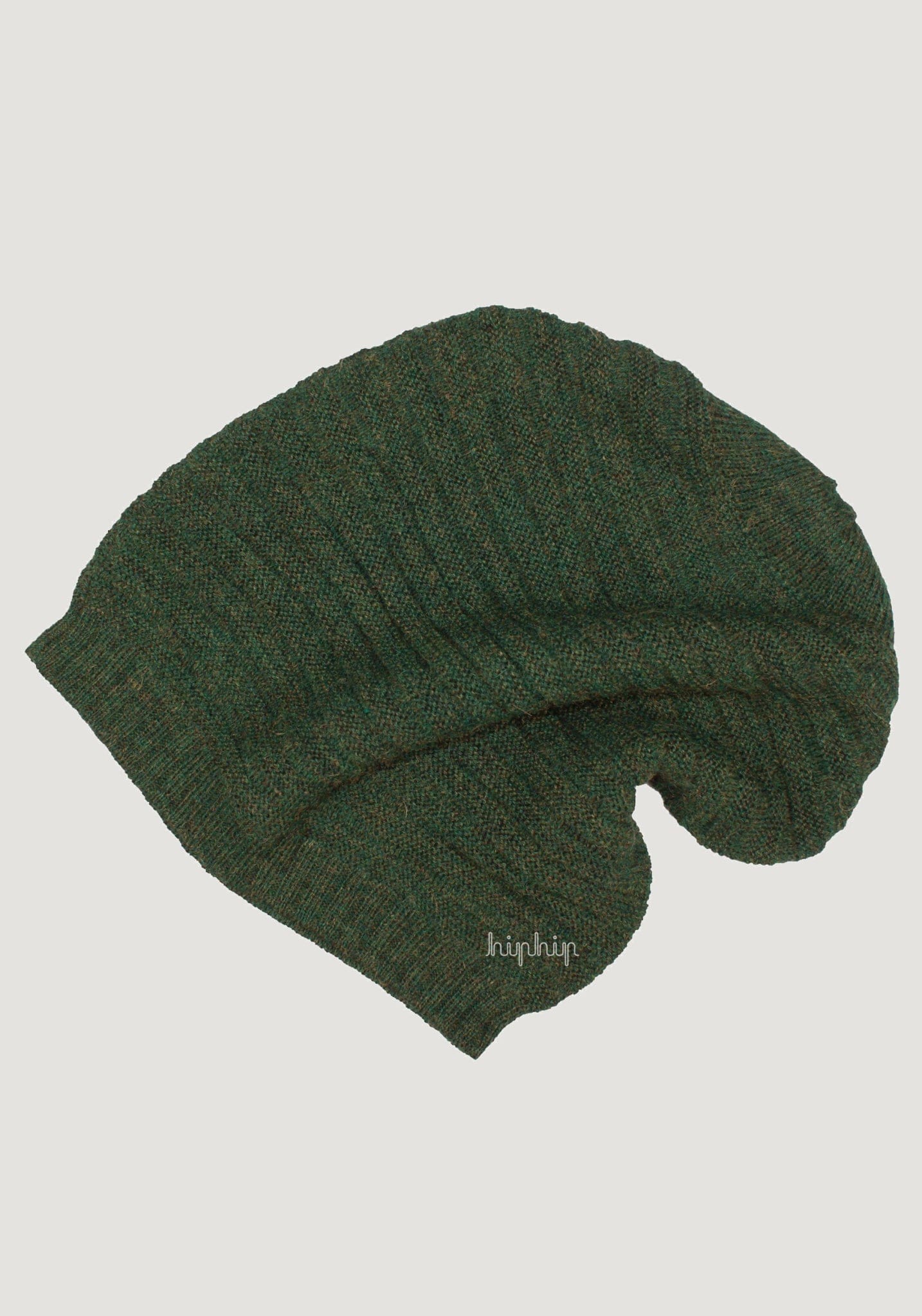 Căciulă long beanie din baby alpaca - Moss Green Melange