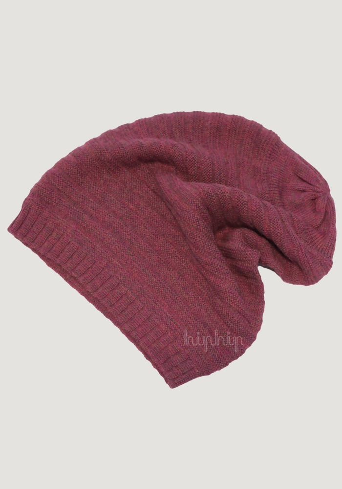 Căciulă long beanie din baby alpaca - Rose Melange