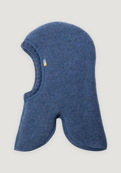 Cagulă dublată fleece din lână merinos - Blue Melange 37 cm