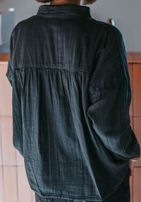 Cămașă femei din muselină dublă de bumbac - Osmonde Pirate Black Poudre Organic HipHip.ro