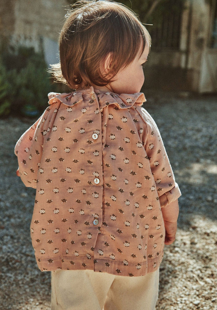 Cămașă din muselină dublă de bumbac - Charme Fleurs Cosmos Maple Sugar Poudre Organic HipHip.ro