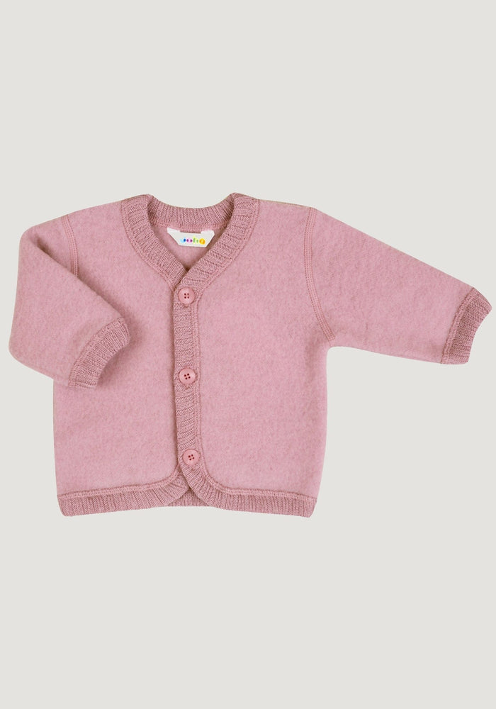 Cardigan fleece din lână merinos - Old Rose Joha HipHip.ro