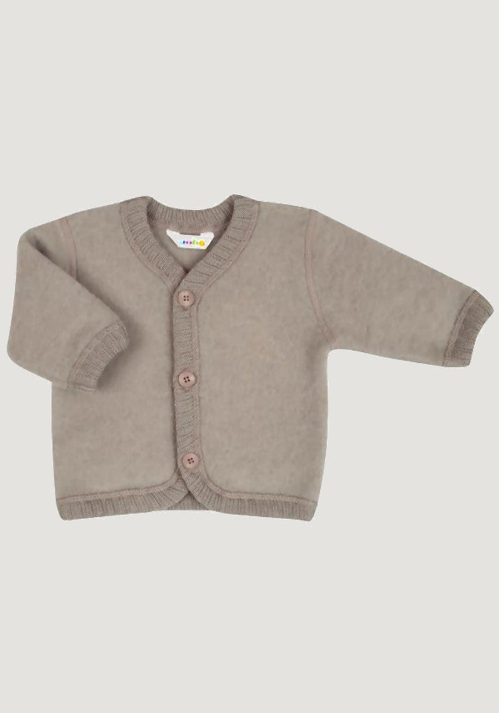 Cardigan fleece din lână merinos - Sesame Melange Joha HipHip.ro
