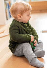 Cardigan kimono lână merinos - Olive/Anthracite Disana HipHip.ro