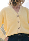 Cardigan knit femei din bumbac - Mate Jaune Pastel Poudre Organic HipHip.ro