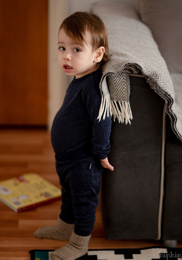 Colanți din lână merinos și mătase - Basic Marine Joha HipHip.ro