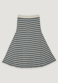 Fustă femei din bumbac - Fine knit Stripe Ecru/Navy XS